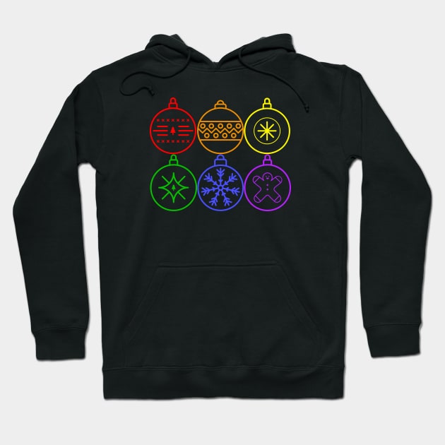 Rainbow Gay Pride Christmas Ornaments Hoodie by Muzehack